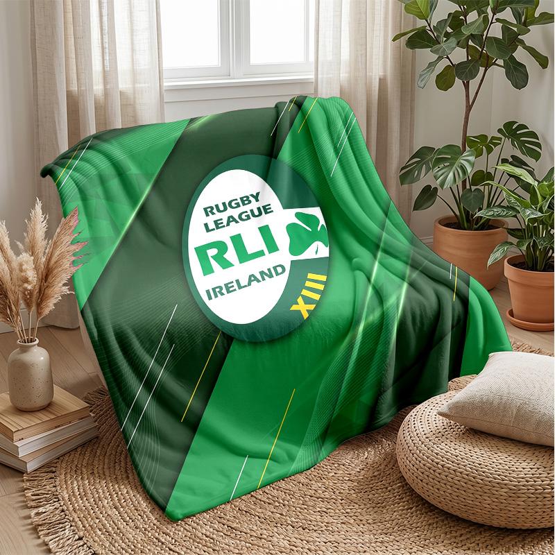Ireland Rugby Flannel Fleece Blanket Cozy Warm Throw Blanket For Couch Bed Travel All Season Use