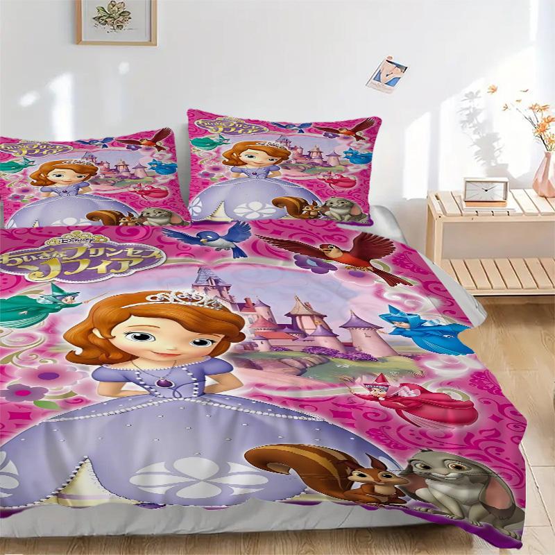 Princess Sofia'S Kingdom Print 3Pcs Bedding Setduvet Cover With 2 Bedropillowcase Home Birthday Gift