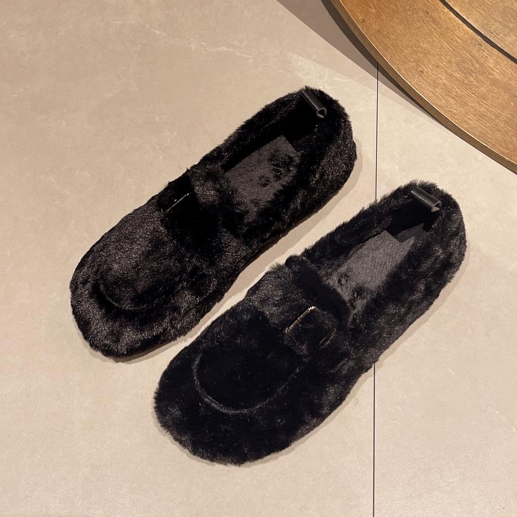 2024 New Autumn Winter Women Casual Flats Women's Moccasins Soft Loafers Fashion Comfort Warm Plush Slip On Female Cotton Shoes