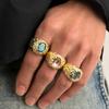 Exaggerate Colored Crystal Rings Irregular Metal Open Ring Cool Rhinestone Rings  Daily