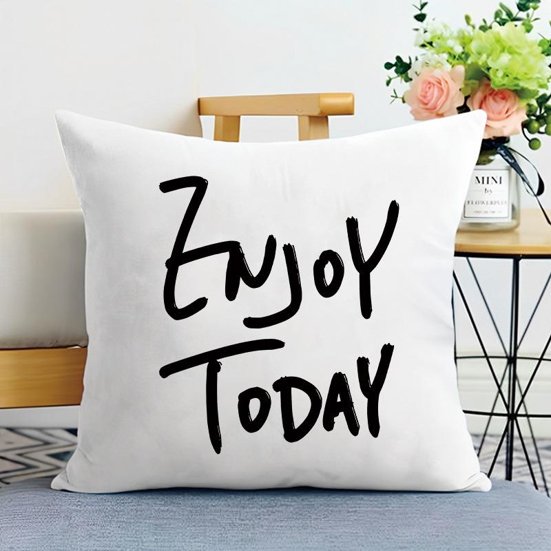 Black And White Ins Style Double-Sided Printed Pillow Cover Short Plush Suitable Living Rooms Bedrooms Sofas Throw Cushion Cover