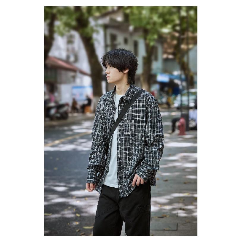 2024 Letter Long Sleeve Shirt Japanese Hong Kong Style Ins Loose Shirt Boys Summer Trendy Versatile Casual Coat