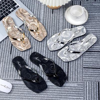 Женские весенние шлепанцы с квадратным носком, уличные тапочки, летние повседневные пляжные сандалии с плоским дном и принтом, размеры 36-43