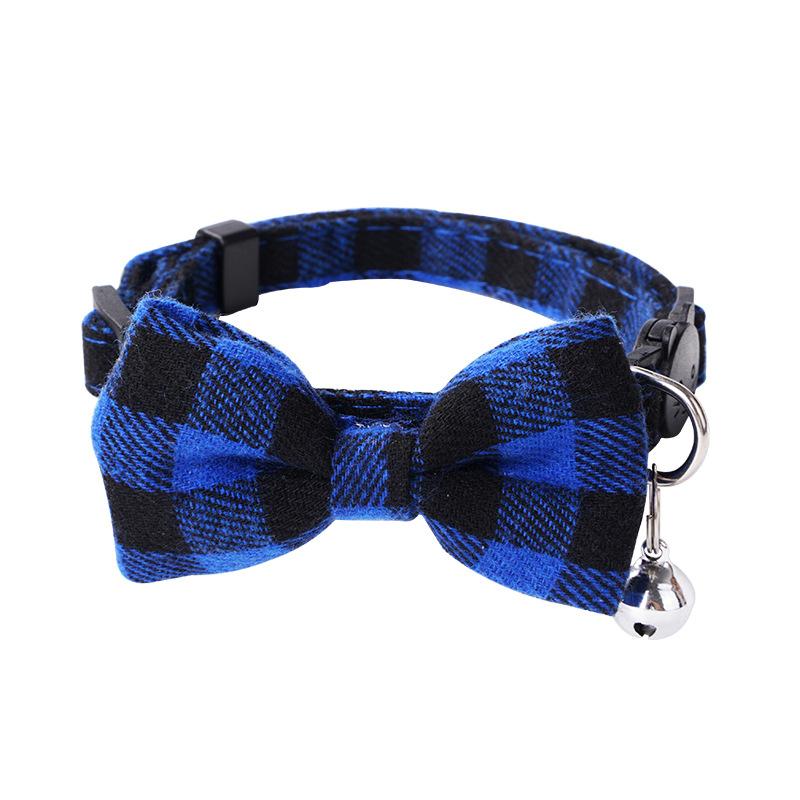 Cat Collars with Bell & Cute Bowtie Adjustable Plaid Polyester Collars for Cats, Kittens & Small Dogs Pet Safety Collar Pet Accessory