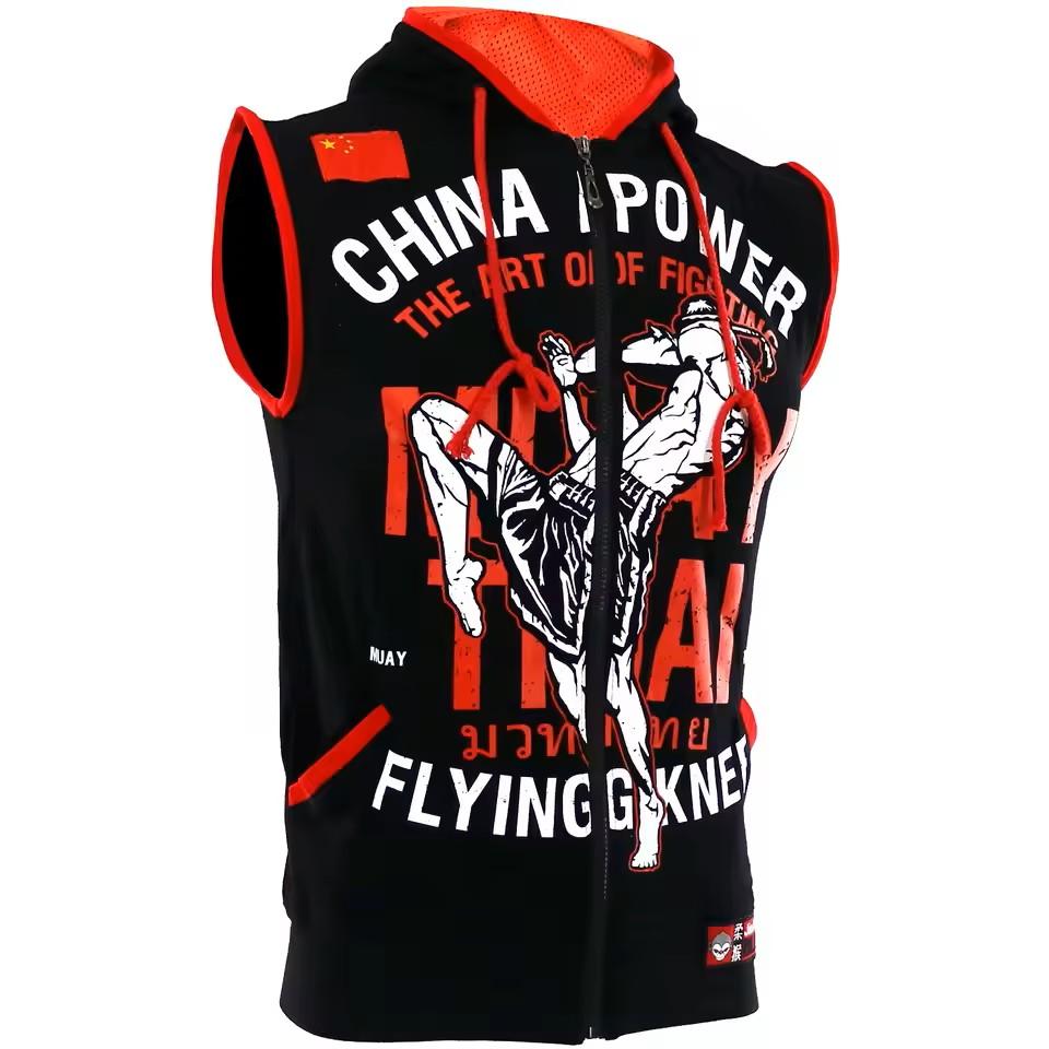 Муай Тай Кикбоксинг UFFC MMA Смешанные Боевые Искусства Куртка Толстовка Худи Мужская Женская Детская Унисекс Без Рукавов Принт Спорт Зал Фитнес Тренировка