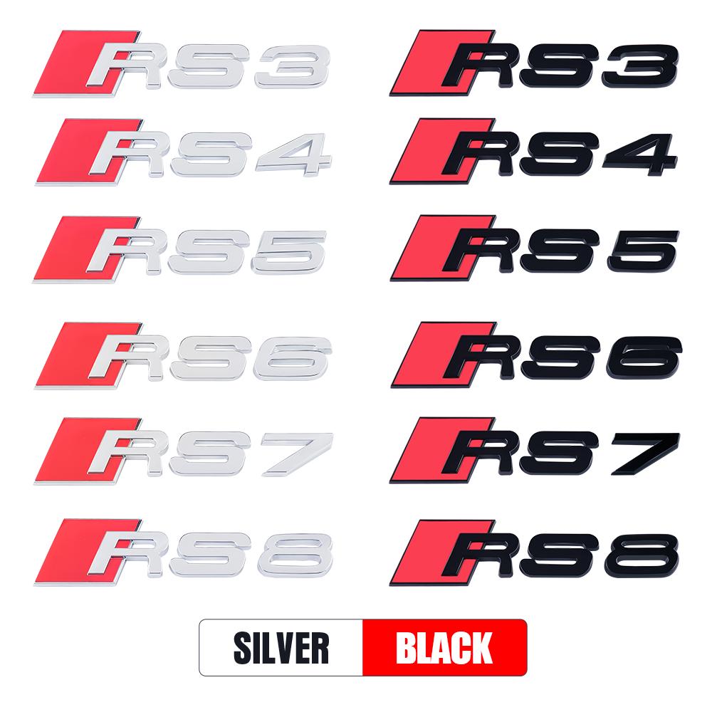 RS3 RS4 RS5 RS6 RS7 RS8 Logo Car ABS Emblem Body Tail Trunk Decoration Sticker Accessories For Audi A1 A2 A3 A4 A5 A6 A7 A8 RS S
