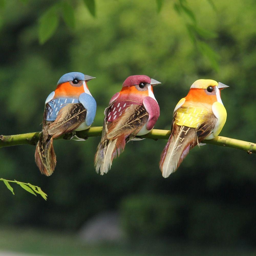 6PCS DIY Accessories Artificial Birds Mixed Color Artificial Bird Model  Garden Ornament