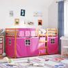 VidaXL Bunk Bed with Pink Curtains 75x190 Cm Solid Pine Wood, Bed, Bed Frame, Low Bunk Bed, Bedroom Furniture 3283927