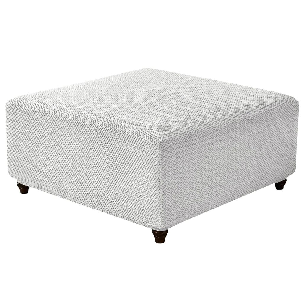 T-Shape Jacquard Square Stool Cover Ottoman Stool Cover Elastic Sofa Footrest Slipcovers for Living Room Office Home Decor