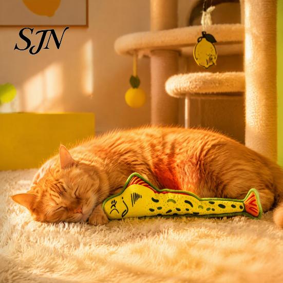 Soothing Toys for Nervous Cats Interactive Fish Cat Kicker Toy, Natural Catnip And Crinkle Paper Sound Filled Durable Plush Toy Anxiety