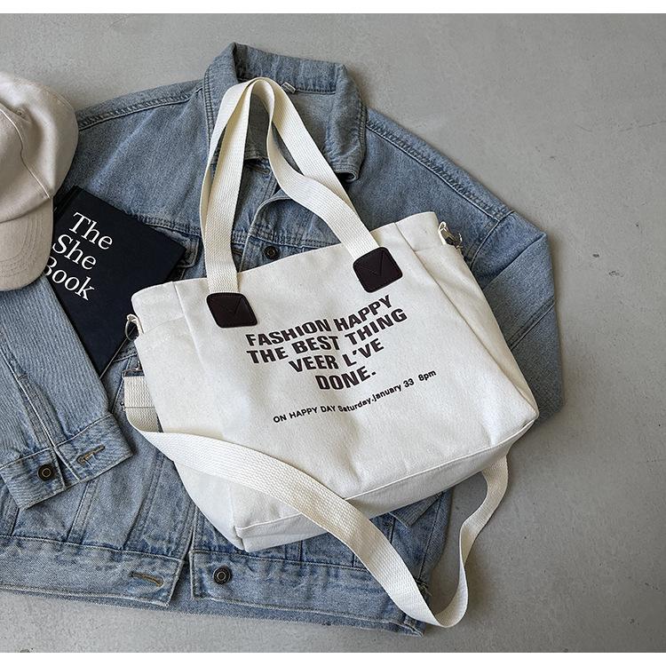 Винтажная большая холщовая сумка-тоут 2024 - Унисекс, Европейский/Американский стиль, Идеально подходит для студентов колледжа