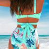 1011 European and American neck cross strap swimsuit female conservative sexy high waist bikini European and American trend beach