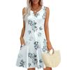 Womens Summer Dresses Loose V Neck Sleeveless Sundresses Dress With Pockets