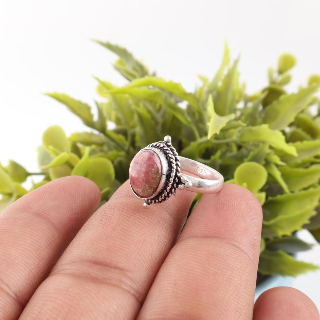 Black Rhodonite Gemstone Jewelry, 925 Solid Sterling Silver Ring, Handmade Gorgeous Silver Boho Ring For Wedding Gift