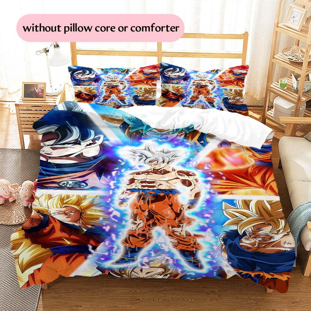 Постельное белье с рисунком Сон Гоку из Dragon Ball, Домашний декор, Подарок на день рождения (1 пододеяльник + 2 наволочки, без наполнителя)