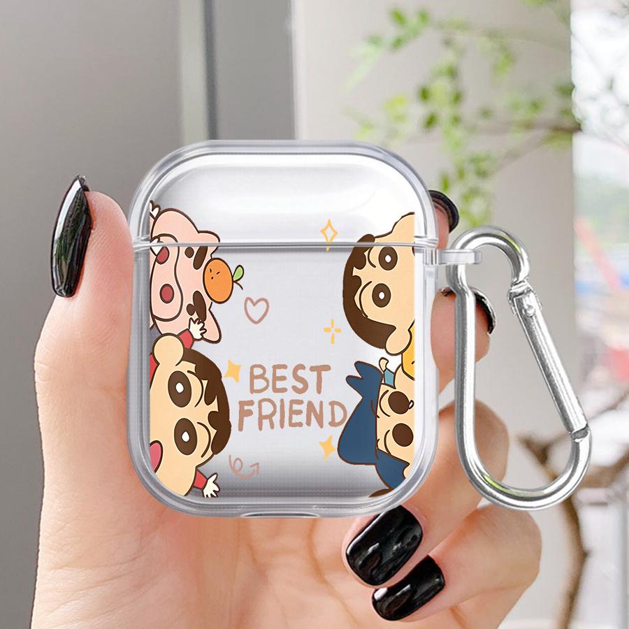 Cute Crayons Shinchan Clear Earphone Cases Cover Case For Airpods 1 3 Pro 4 2 Pro2 Pro3