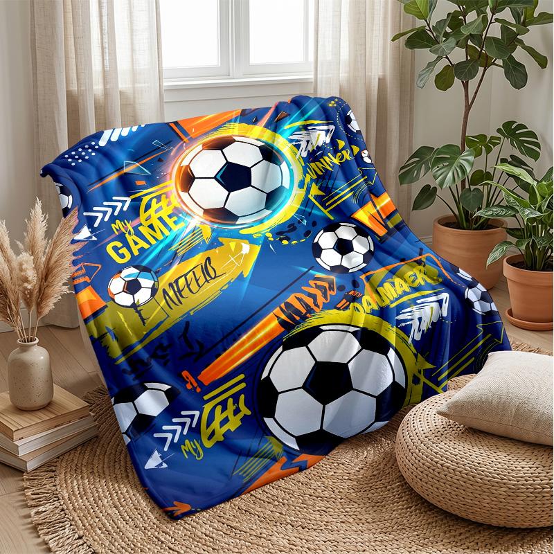 Soccer Ball Celebration Theme blanket Lightweight Warm Flannel Blanket Decorative Throw Blanket for Home Decoration