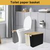 Корзина для туалетной бумаги в ванной комнате, складная, большой емкости, корзина для хранения туалетной бумаги в рулонах с деревянной крышкой для органайзера в ванной комнате