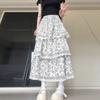 Lace Floral Skirt for Women In Summer High Waist Slim Skirt with Small Droopy Cake Long Skirt