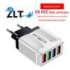 Цветное 4-портовое USB-зарядное устройство 3A для мобильных телефонов и планшетов, совместимое со стандартами ЕС, США, Великобритании и Австралии