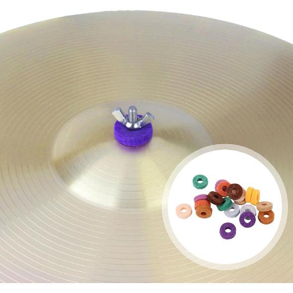 Sevender 20pcs Multicolor 2.5cm Drum Cymbal Felts Non-Slip Felt Cotton Pad Cymbal Replacement Accessories