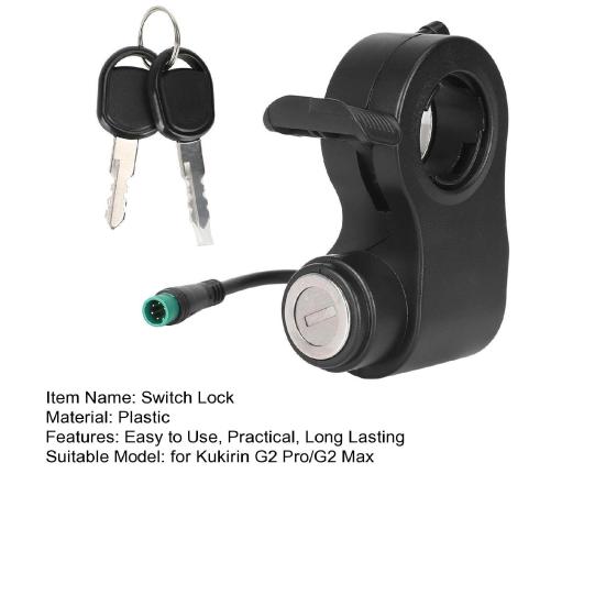 Electric Scooter Ignition Lock with Keys Easy To Use E-scooter Throttle Accelerator Starter Switch Lock for Kukirin G2 Pro/G2 Max