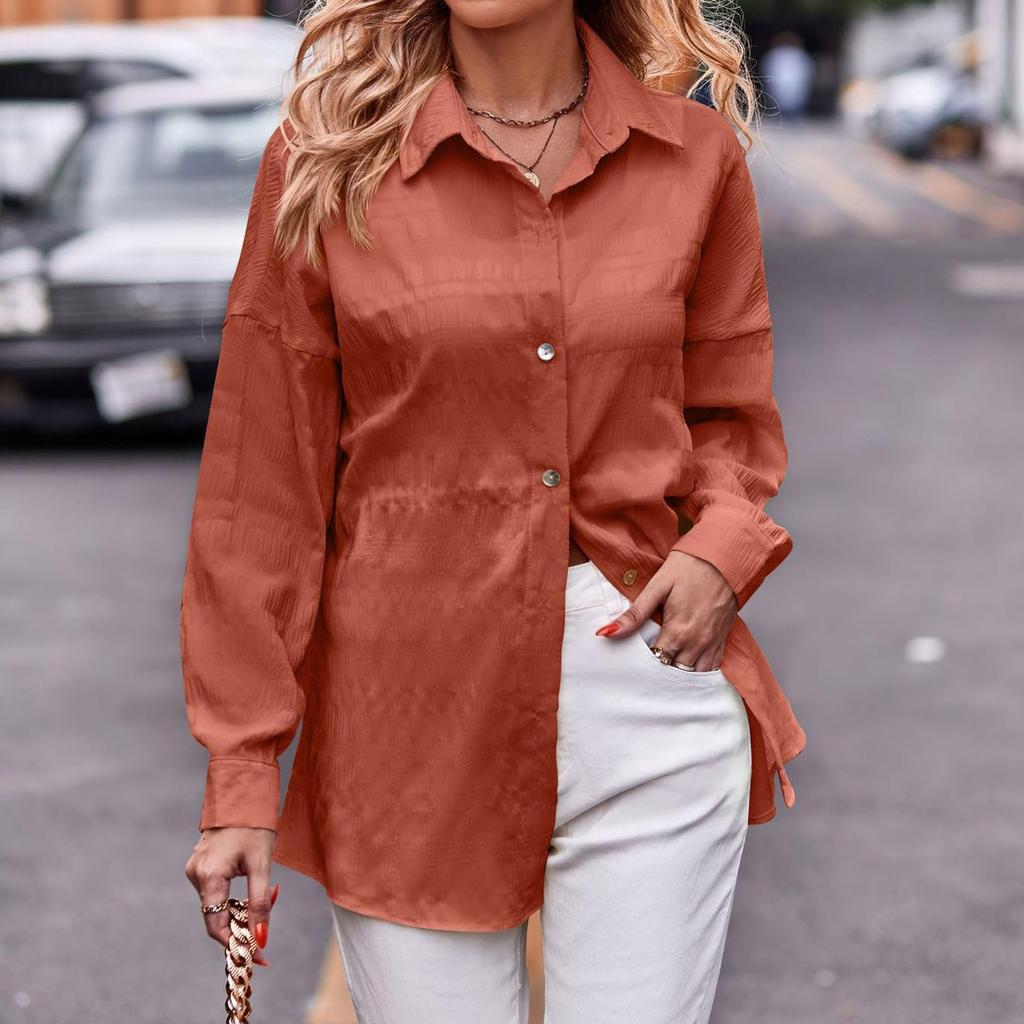 Женская однотонная блузка с длинным рукавом на пуговицах, элегантные рубашки