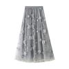 Mesh Embroidery Heavy Industry Half Length Skirt Large Size Yarn Skirt Spring A-line Artistic High Waist Long Skirt