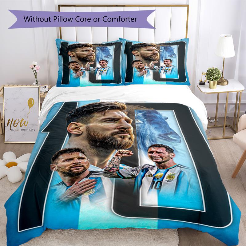 Football Messi Quilt Cover Set Suitable for Living Room Soft Fabric Christmas Gift