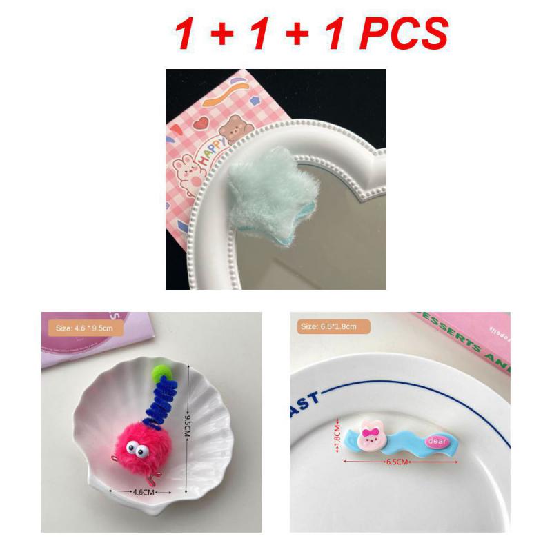 Cartoon Big Eyes Plush Ball Hairpins for Women Girls Funny Rainbow Color Ugly Doll Bangs Side Duck Bill Clips Barrettes Headwear