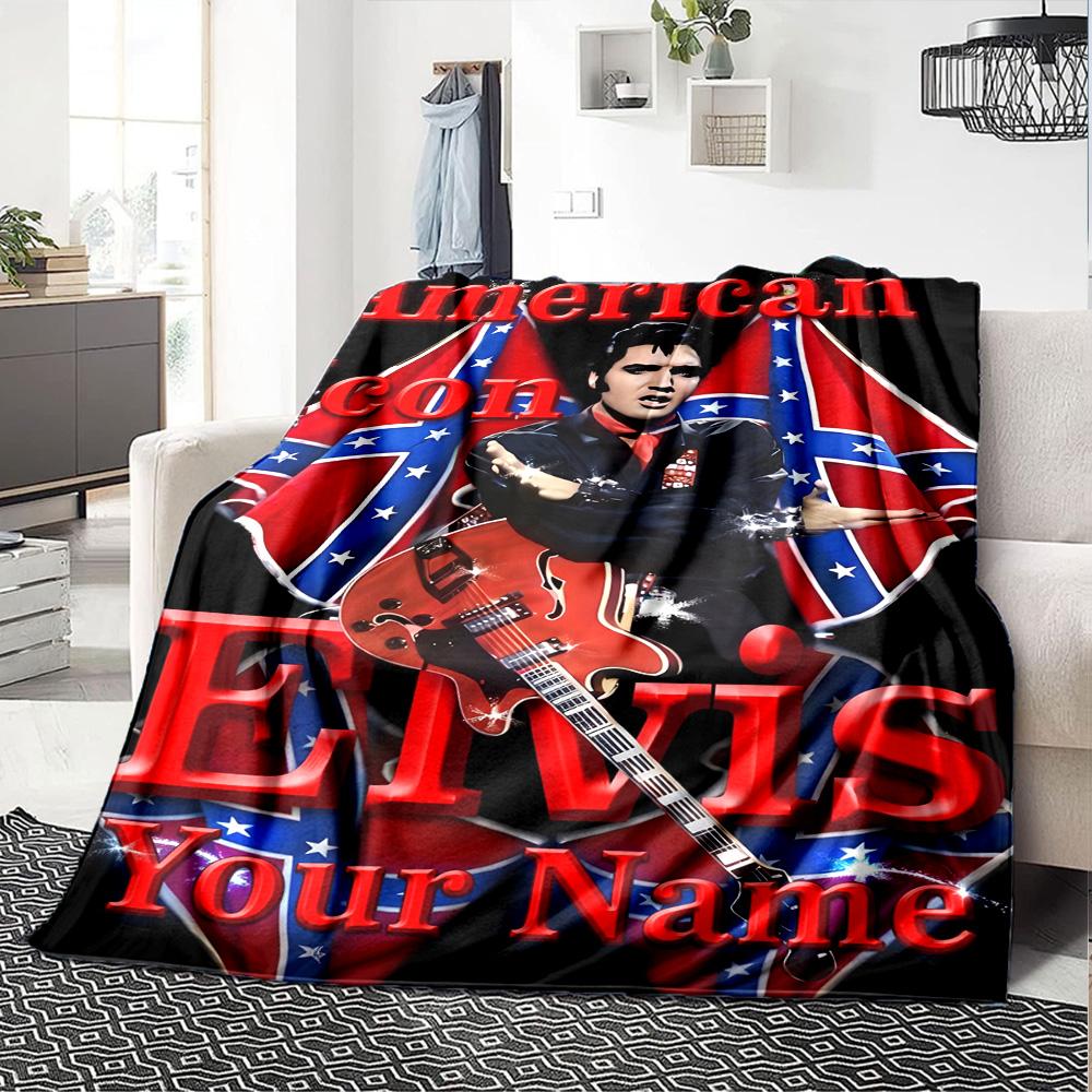 Elvis Presley Personalized Text Blanket Lightweight Customizable Blanket Durable Comfort Throw For Bed Livingroom Home Decor Office