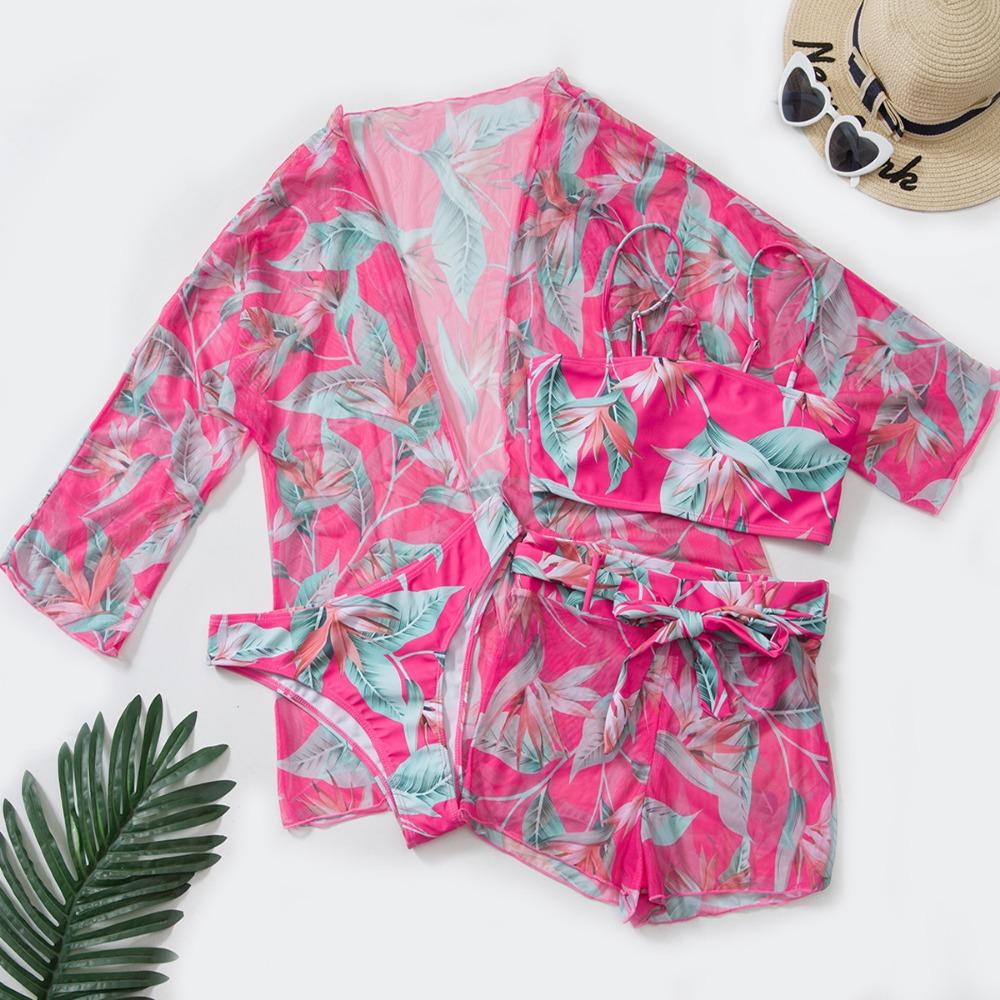 Европейский и американский купальники, женский разделенный костюм-тройка, высокая талия, боксеры с длинными рукавами, бикини