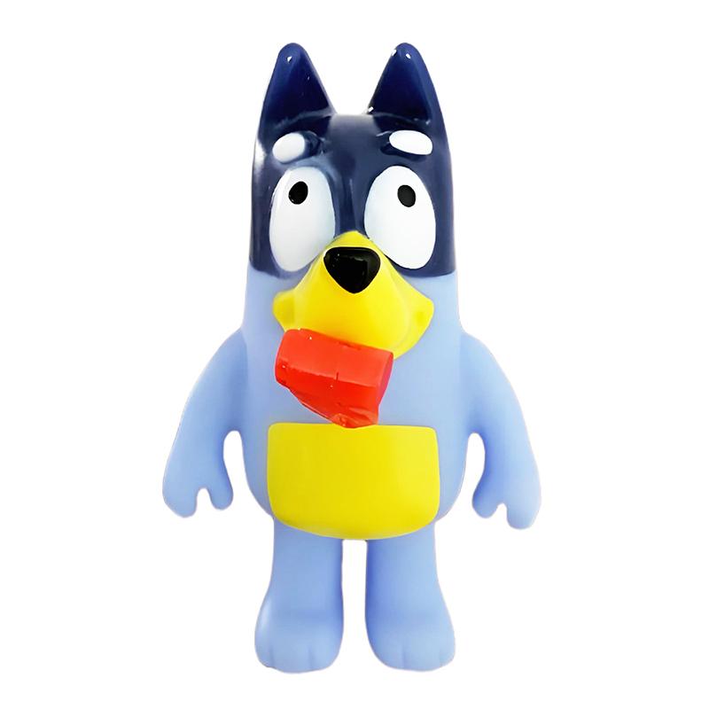 Bluey And Bingo Anime Figure PVC Dolls Pinch And Make A Sound Eject The Tongue Funny And Stress Relieving Kids Toys