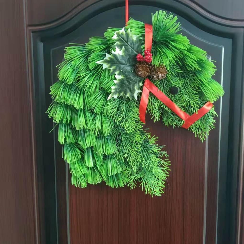 Рождественский венок, рождественские гирлянды, украшения, голова лошади, поздравительная подвеска, праздничные атрибуты, аксессуары на Новый год и Хэллоуин