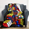 1Pc Rubik'S Cube Puzzle Blanket Soft And Comfortable Casual Warm Camping Travel Christmas Halloween Xmas Gift M92483