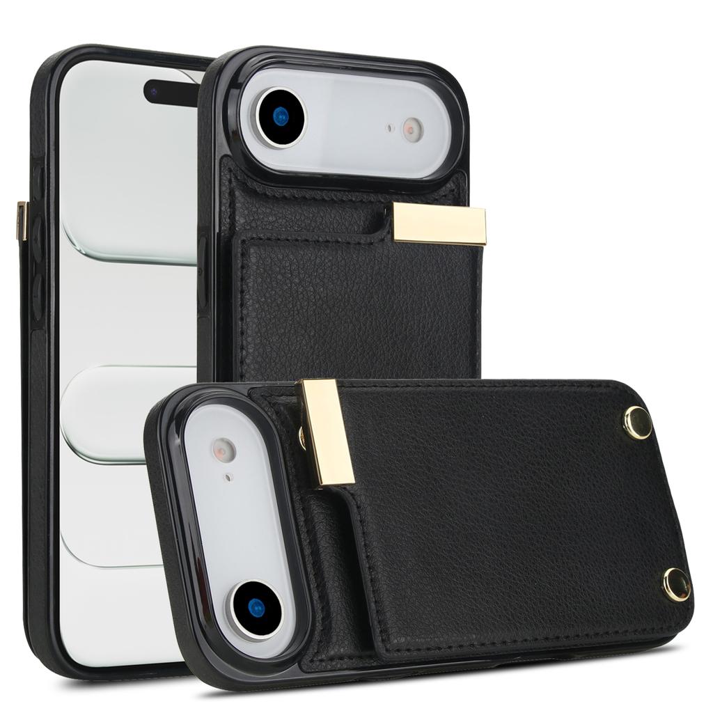 For iPhone Air Case TPU + PU Leather Hardware Decor Phone Cover with Card Holder