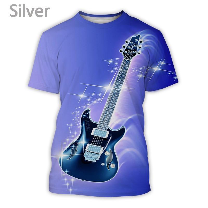 Летняя мода Музыкальные инструменты Бас-гитара Футболка с 3D-печатью Персонализированные хип-хоп уличные мужские трендовые повседневные футболки в стиле Харадзюку