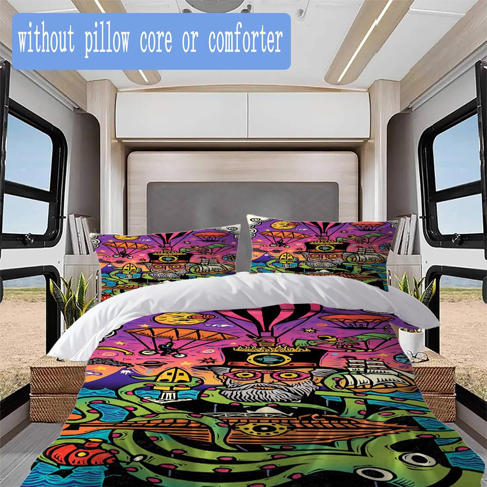 Steampunk Inventor Adventure Pattern Bedding,Quilt Set Quilt Cover Pillowcase Home Birthday Gift (1*duvet cover+2*pillowcase,without core)ZSJT0917100