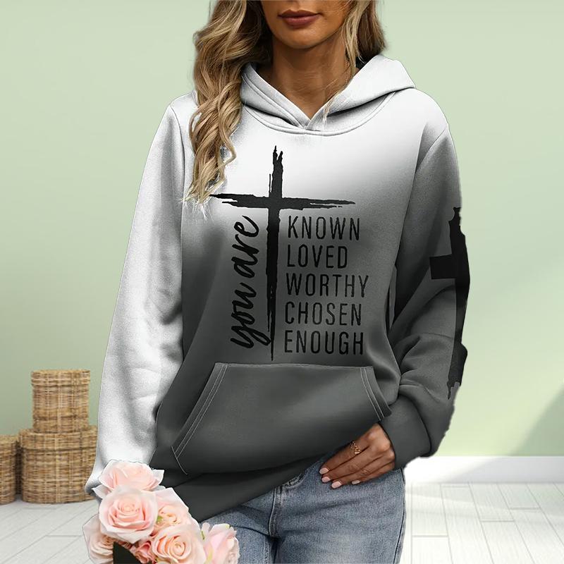 Женская мода розовый крест буквенный принт свободные толстовки топы блузка свитшот повседневный длинный рукав пуловер топы