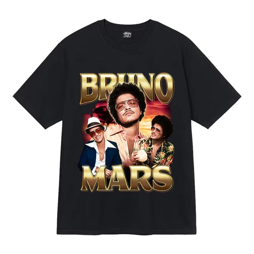 Singer Bruno Mars 24k Magic World Tour Fashion Graphics T Shirts Mens Aesthetic Hip Hop Tshirt Casual Summer Streetwear Unisex
