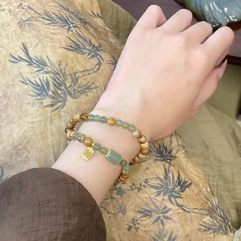 Оригинальный нишевый дизайн Новый китайский стиль холодный дзен шарм двухслойный многоярусный браслет из бусин изысканный высококлассный браслет