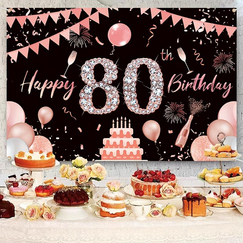 80th Birthday Happy Banner Party Decoration Rose Gold 80th Birthday Party Supplies Background