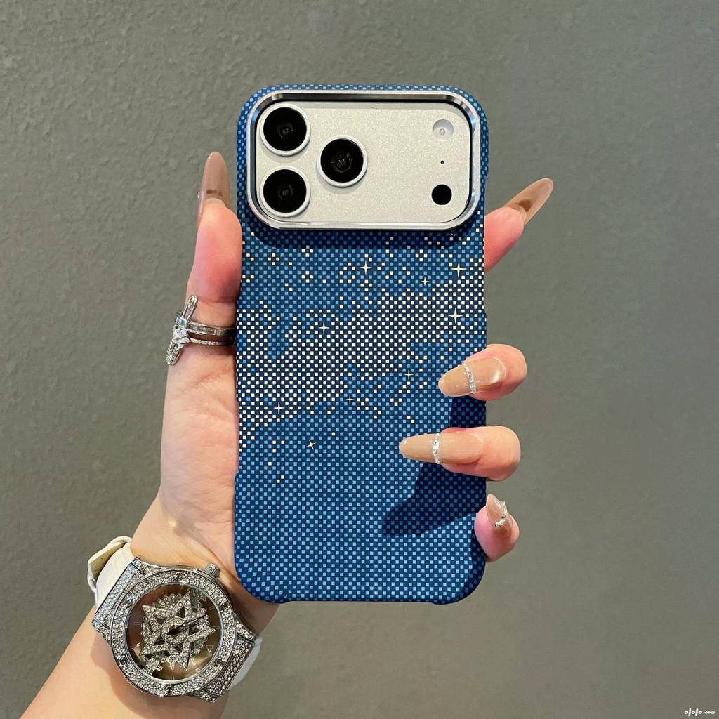 Магнитный ударопрочный чехол из кевлара для iPhone 17 PRO MAX с дизайном плавающих световых волн.