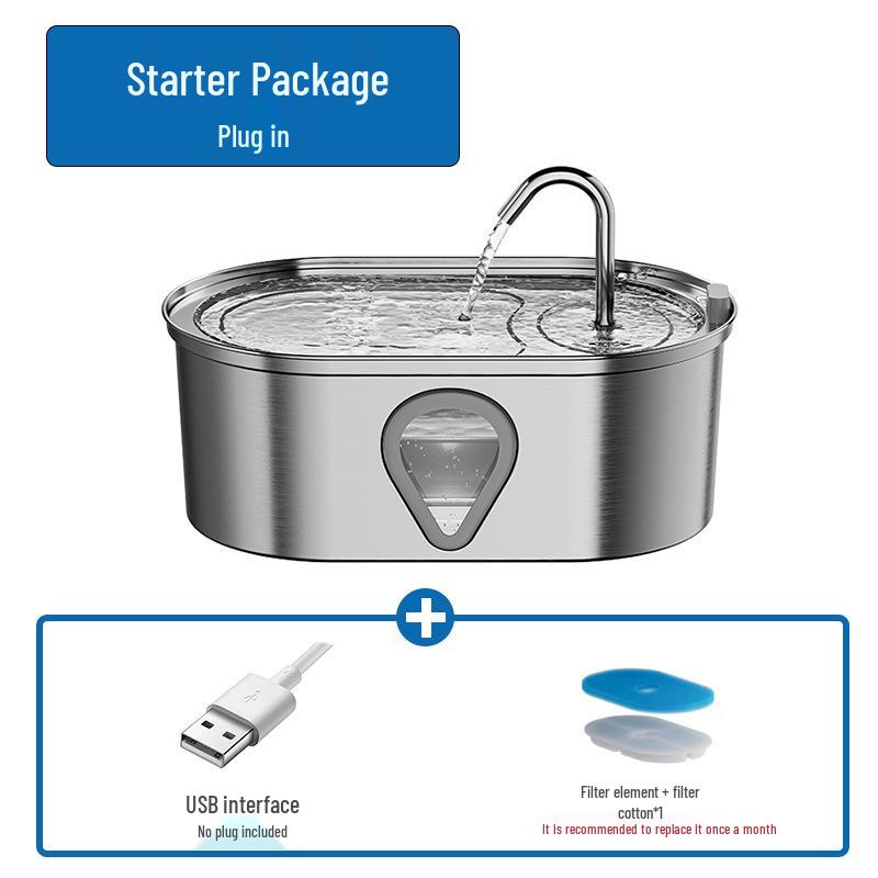 Stainless Steel Cat Water Fountain with Automatic Circulation and Large Capacity