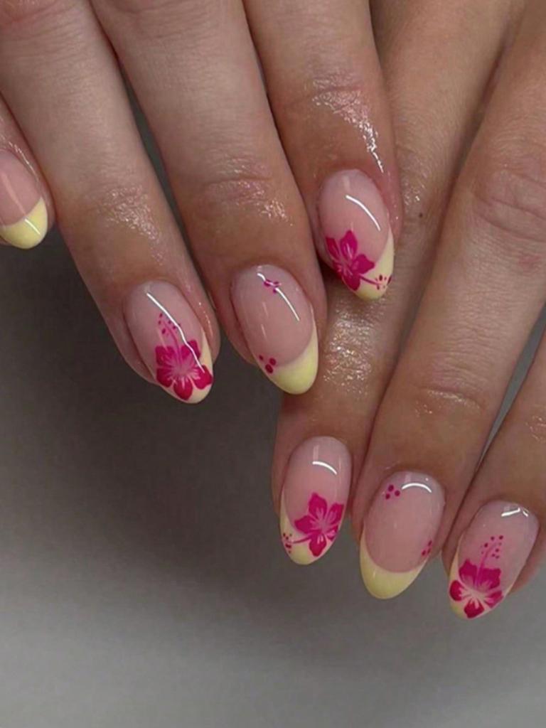 24 шт. Сафлоровые французские накладные ногти Press on Nail