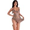 Erotic underwear, sexy mesh yarn hanging neck, perspective short skirt, passionate temptation, no pajamas, a hot suit.