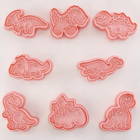 Yousheng 8 шт. Форма для печенья, антидеформационная, легкосъемная, полипропиленовая, в форме динозавра, для выпечки, принадлежности для выпечки