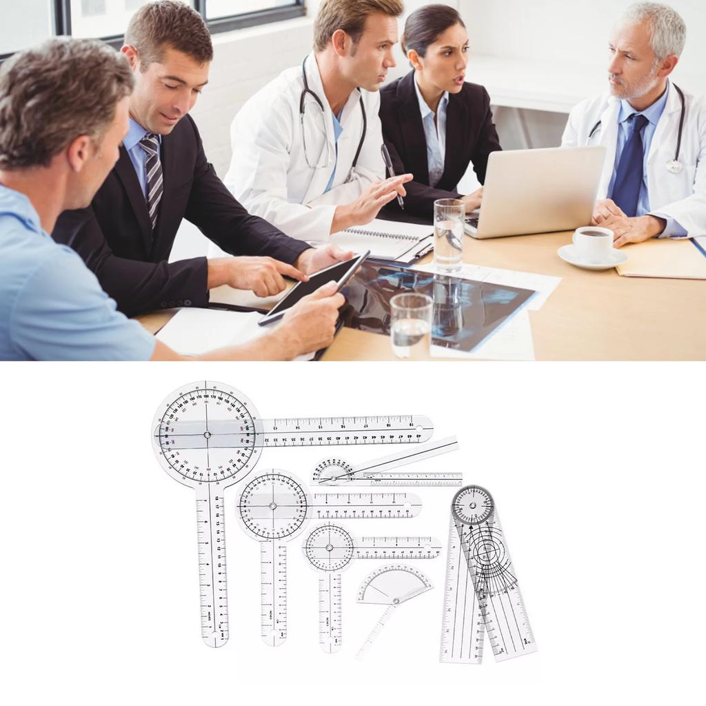 Набор медицинских гониометров 6 шт. ПВХ Прозрачная шкала Устойчивая к износу угловая линейка для ортопедии