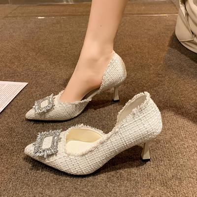 Новые женские туфли-лодочки из флока, милые, на толстом высоком каблуке, женские, сексуальные, офисные, с острым носком, туфли-лодочки для работы, симпатичная обувь, обувь для работы, туфли-лодочки