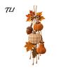 Autumn Front Door Sign Rustic Pumpkin Hanging Swag, Wooden Ornament with Optional Warm Harvest Theme LED Lights, Fall Hanger for Farmhouse Wall Decor